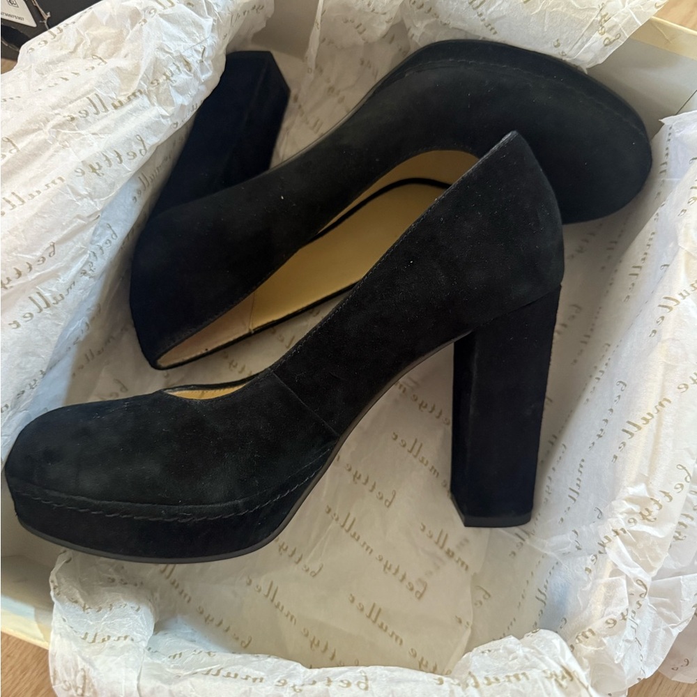 New! Bettye Muller Black Suede Heels